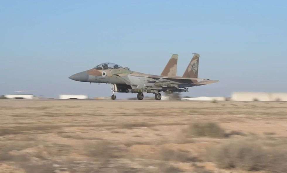 Screencap of footage showing the Israeli strikes that killed Hezbollah leader Hassan Nasrallah in Beirut.