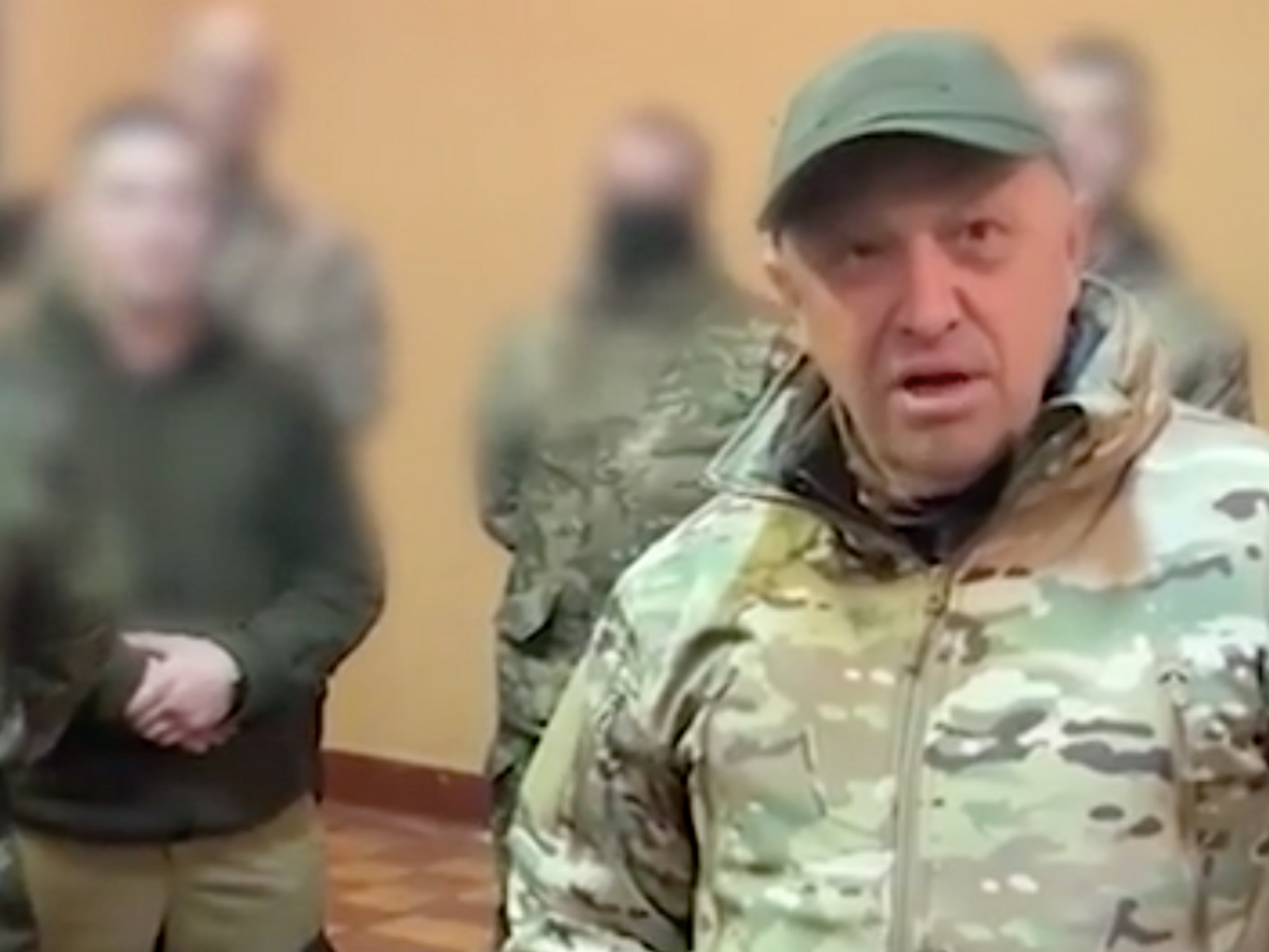 screenshot image of Prigozhin speaking to released recruits