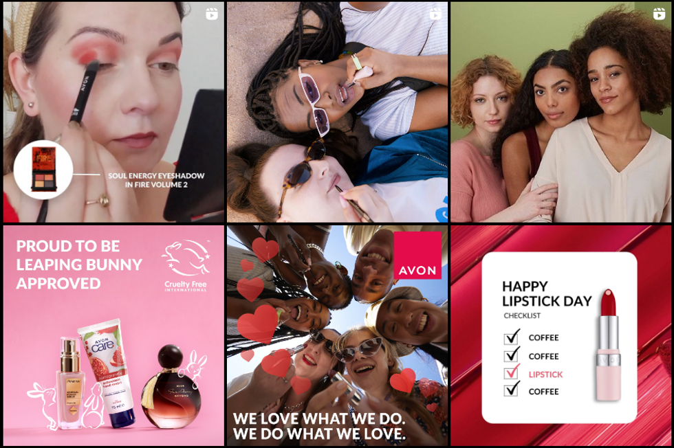 Screenshot of Avon's official Instagram account