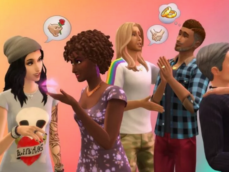 Screenshot of characters from the Sims 4 video game