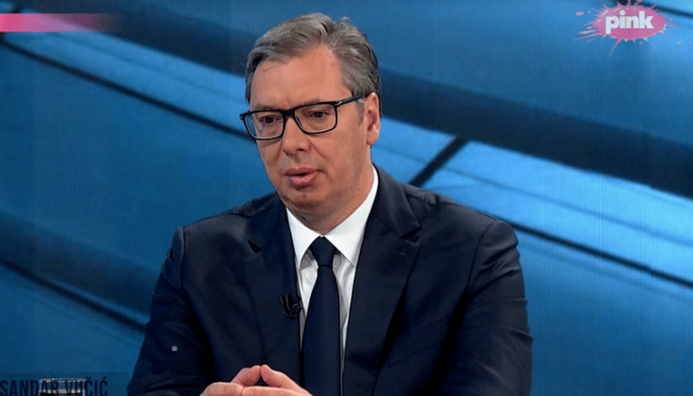 Screenshot of ​Serbian President Aleksandar Vučić's TV speech