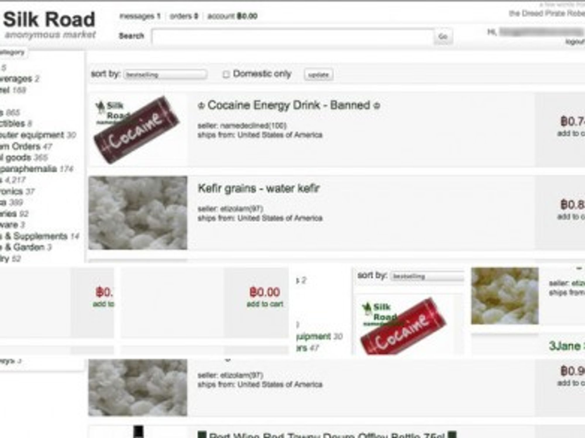 Screenshot of the Silk Road site