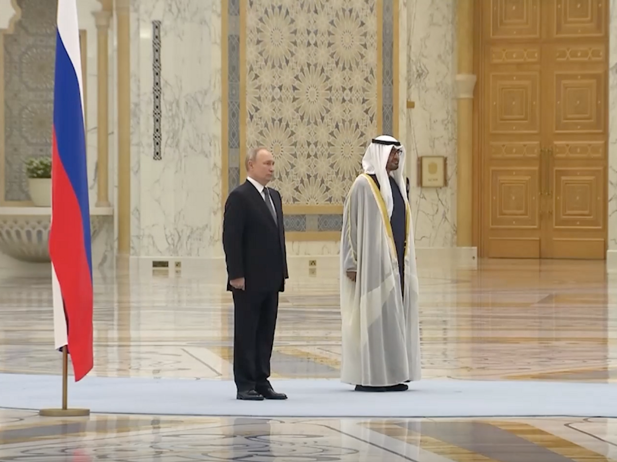 screenshot of Vladimir Putin and UAE President Mohammed bin Zayed Al Nahyan