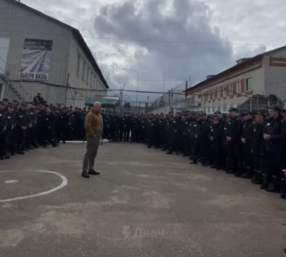 Screenshot of Yevgeny Prigozhin, head of the Wagner group speaking to Russian prisoners