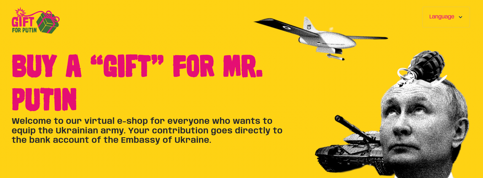 Screenshot website Gift for Putin