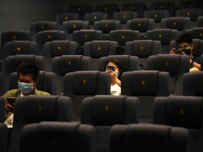 Seat distancing applied at a movie theater in Jinan
