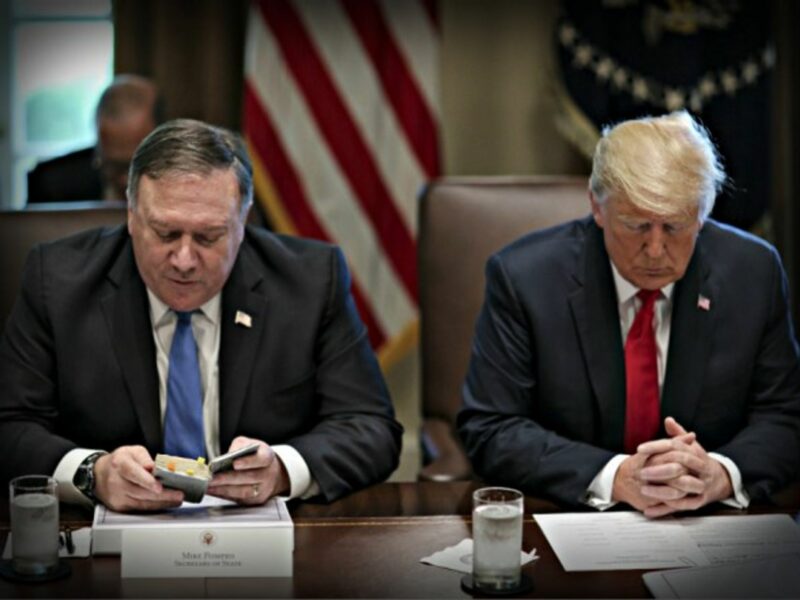 Sec. of State Mike Pompeo reads a prayer at the White House