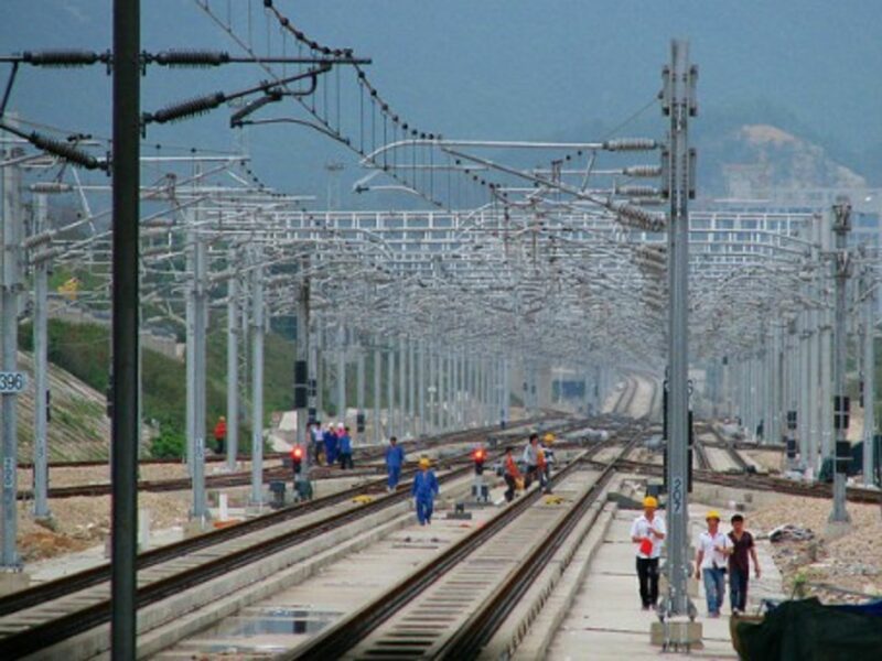Section of Guangzhou-Shenzhen-Hong Kong high-speed railway under construction.