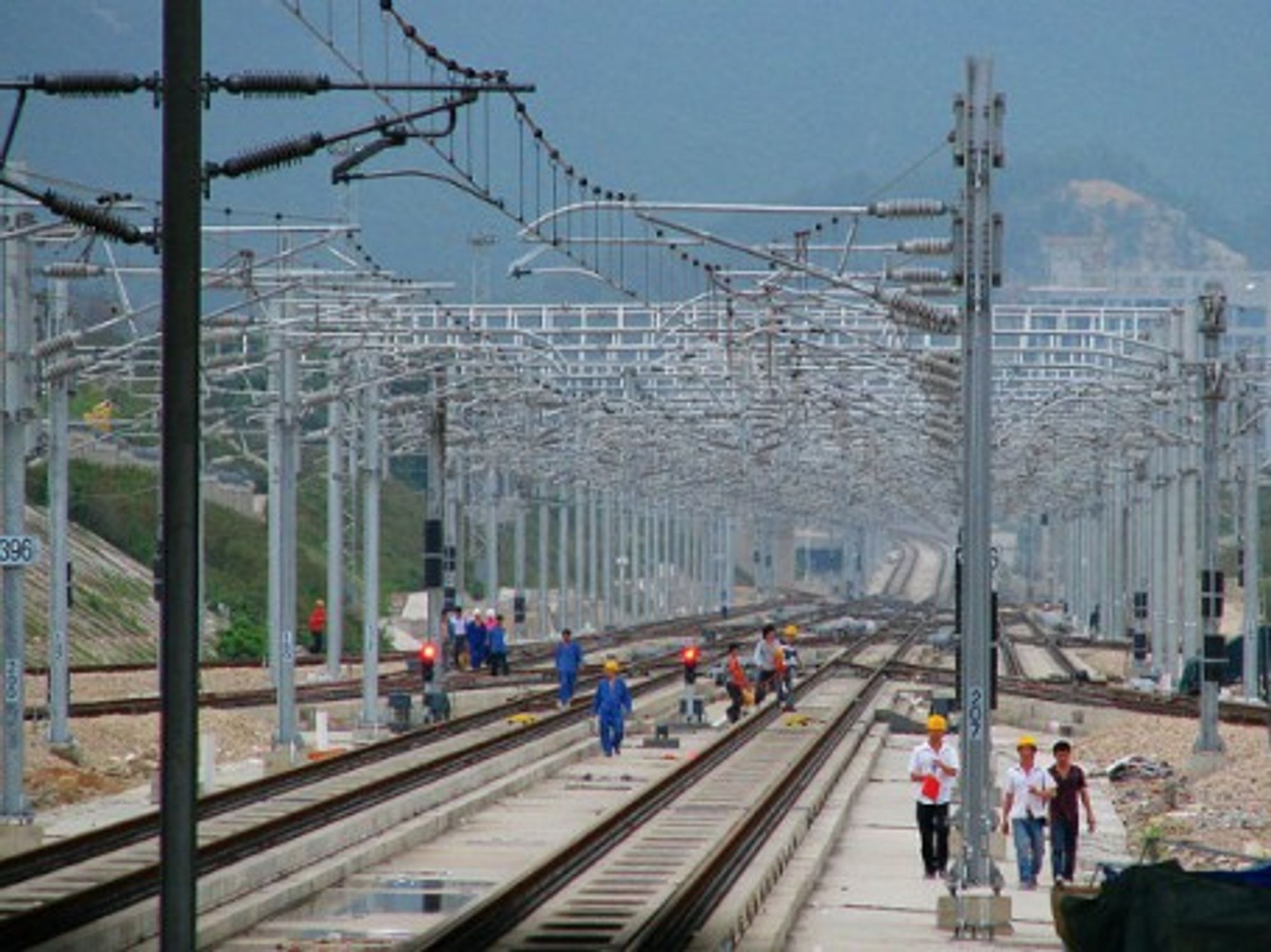 Section of Guangzhou-Shenzhen-Hong Kong high-speed railway under construction.