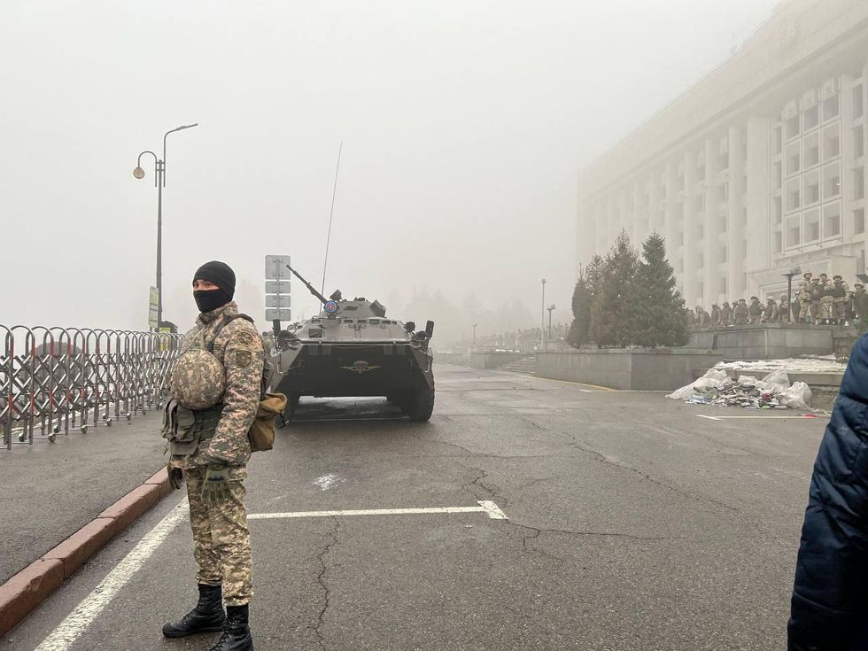 Security Forces Guard City Hall In Almaty, Kazakhstan