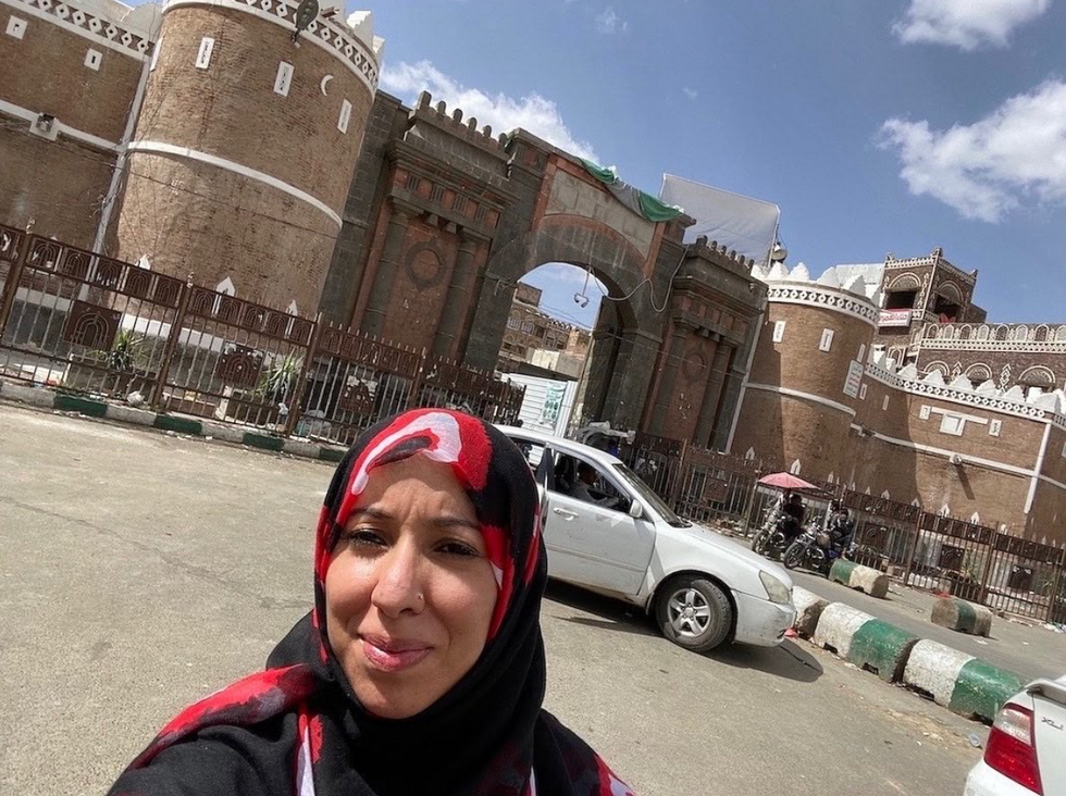 Selfie of ​exiled journalist Afrah Nasser in Yemen