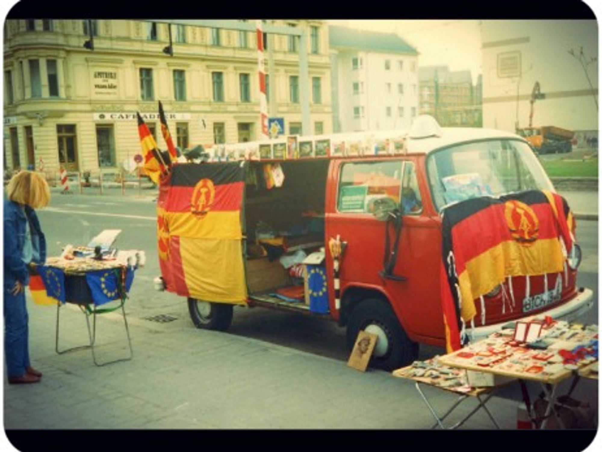 Selling all things GDR near Berlin's Checkpoint Charlie