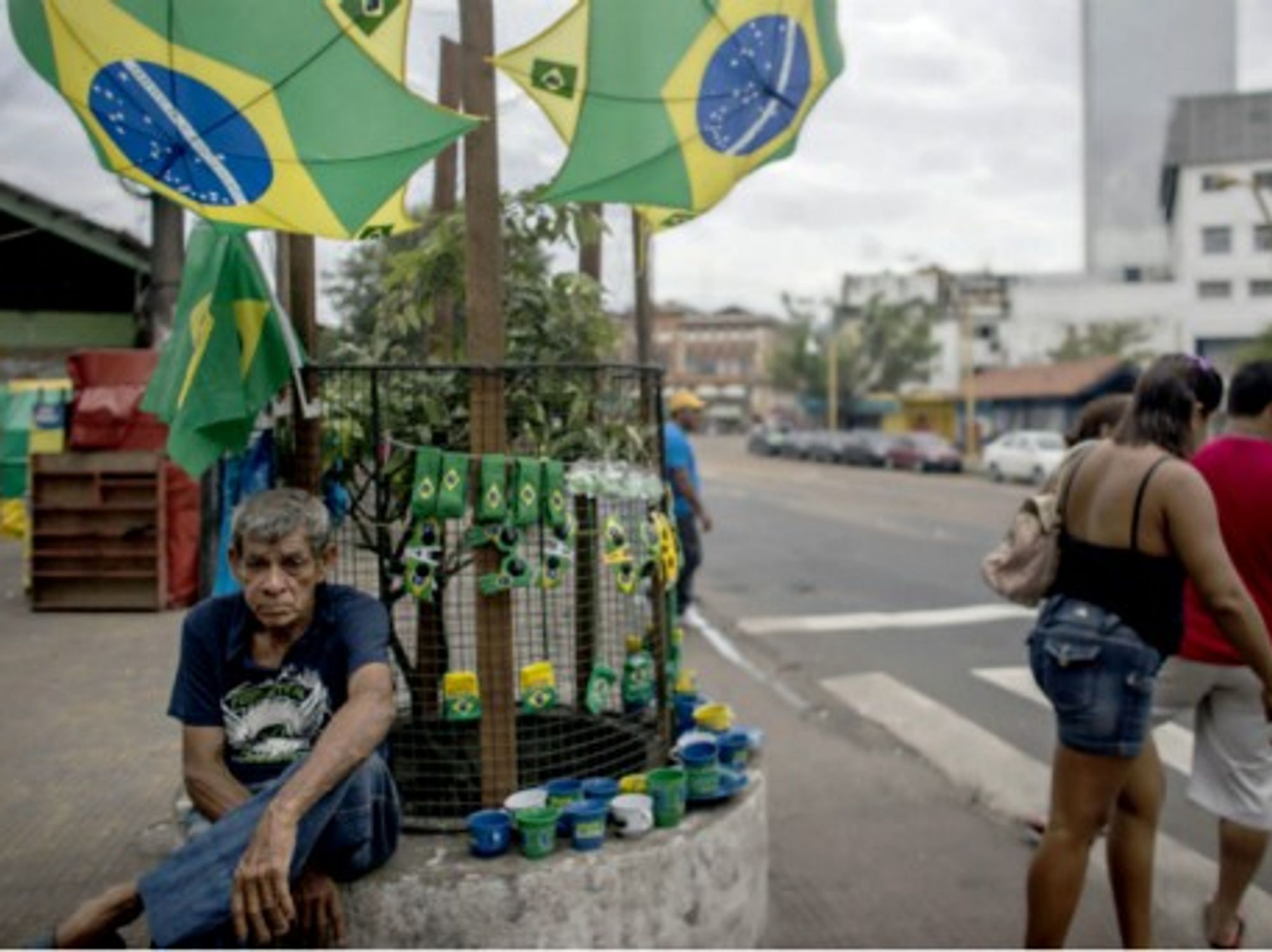 Selling World Cup knick-knacks in Manaus.
