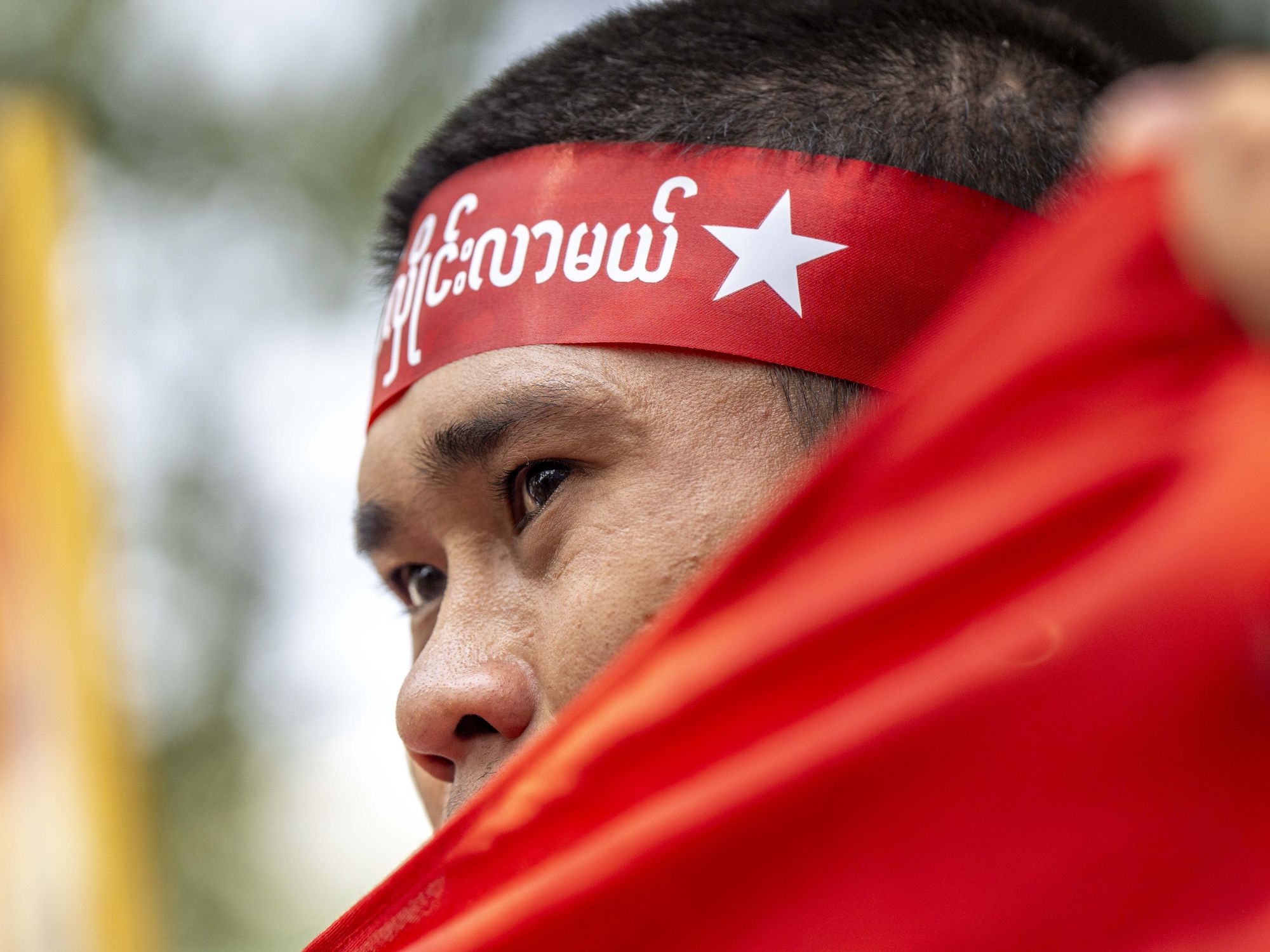 Several hundred Myanmar nationals residing in Bangkok gathered at the United Nations complex to mark the third anniversary of the February 1, 2021 Myanmar coup.