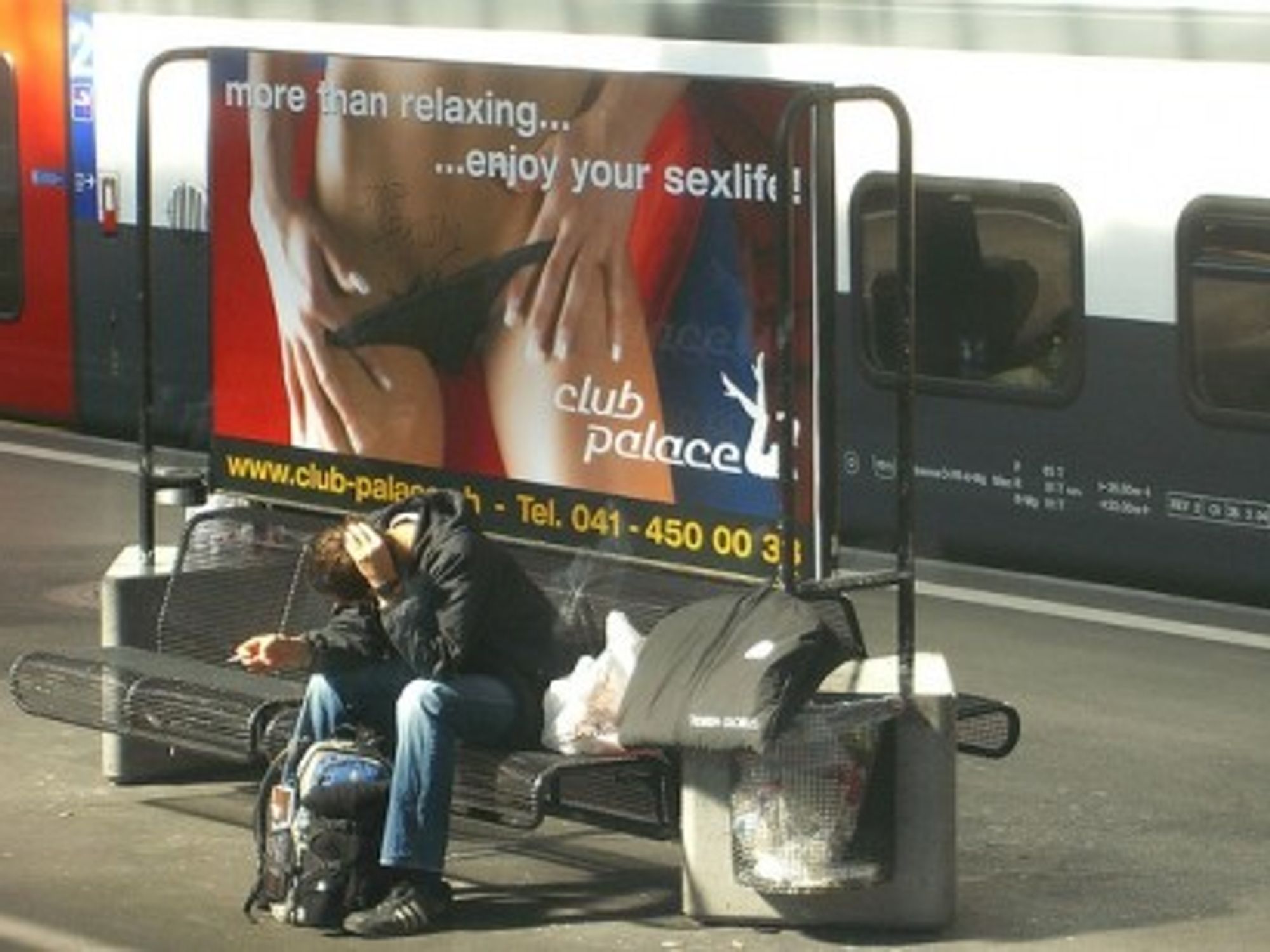 Sex advertisement in a Zurich train station