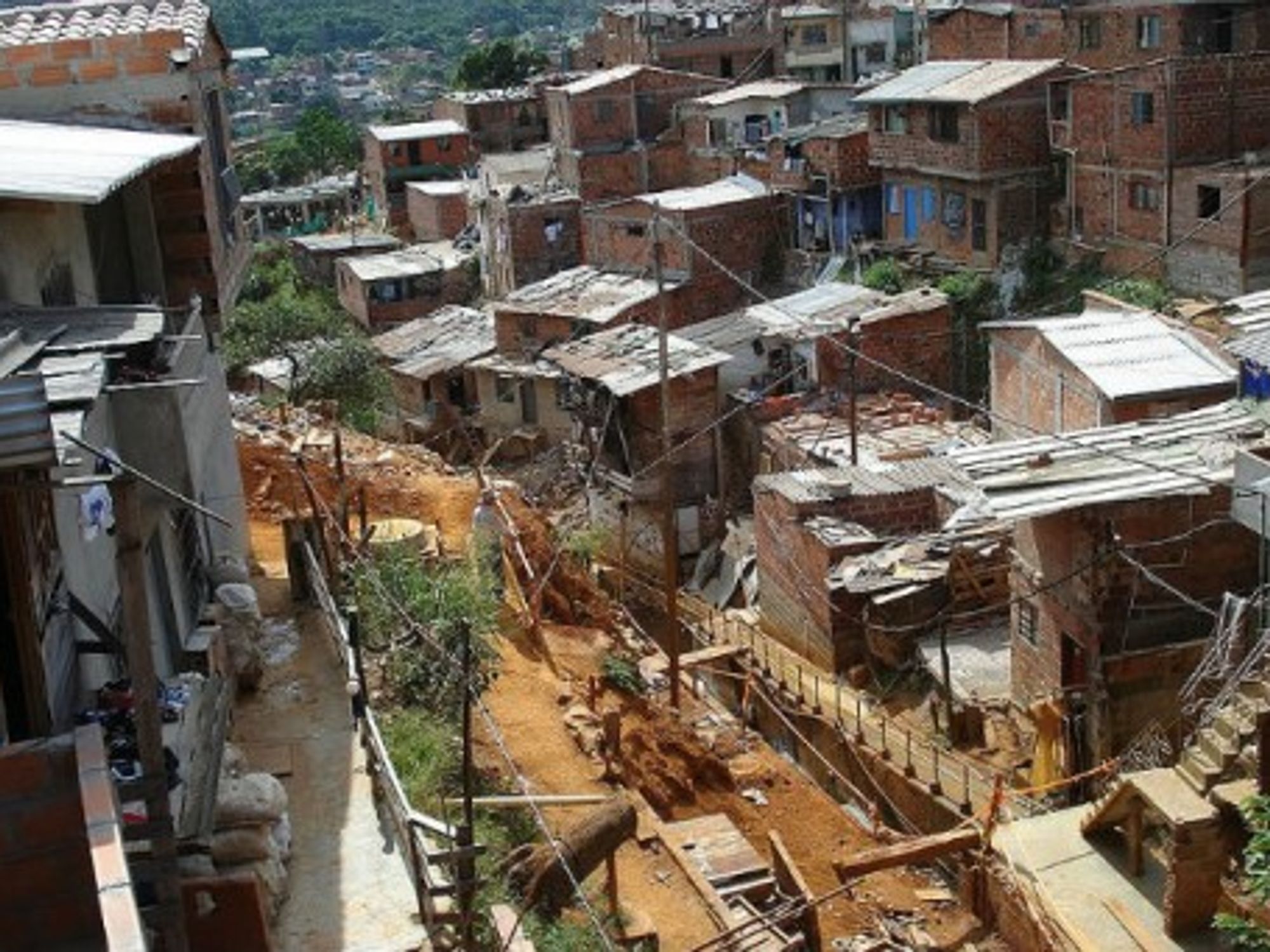 Shantytown houses in Medellin, Colombia