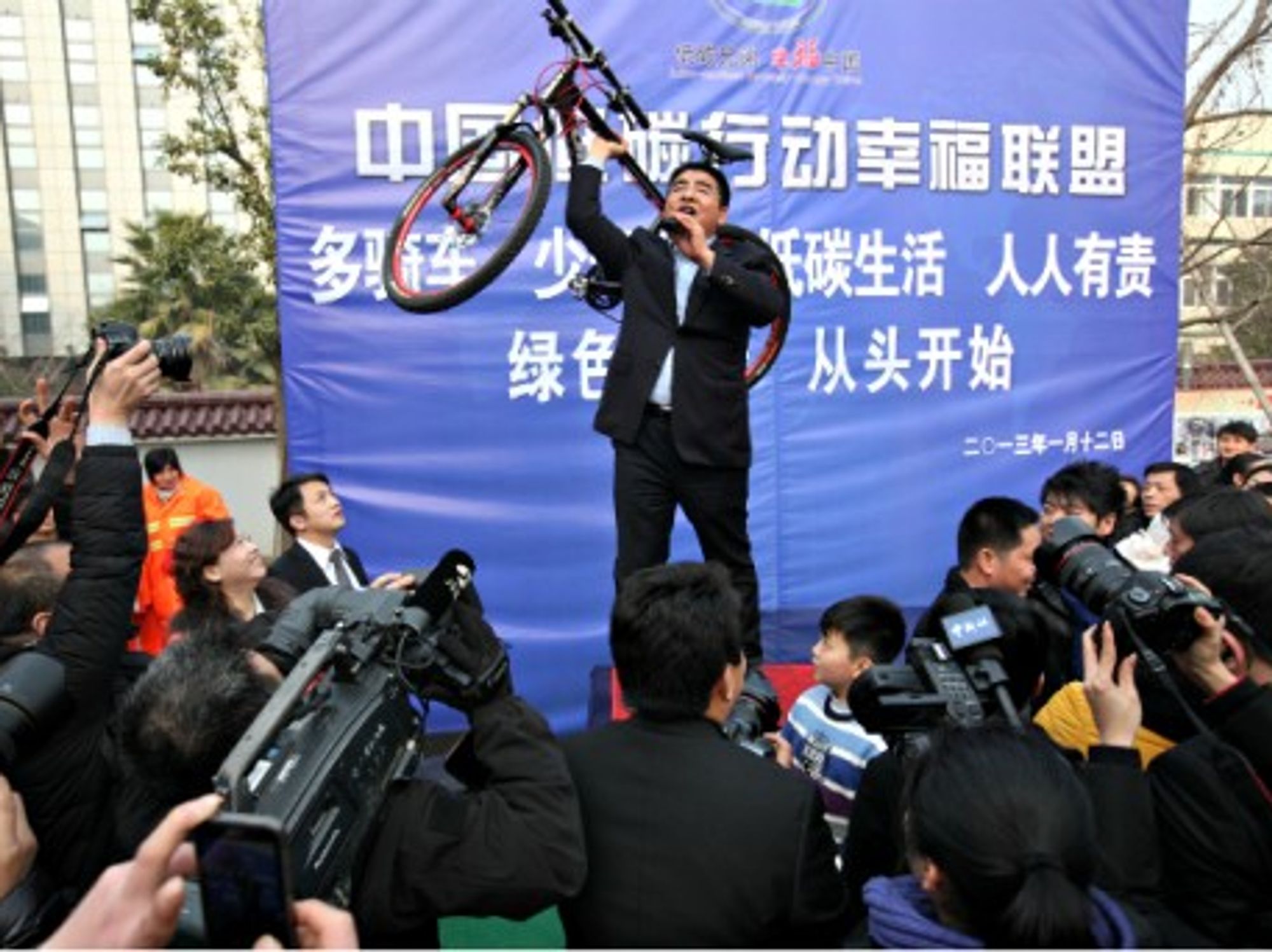 Showing Off: Chen Guangbiao during an environmental protection exhibition in Nanjing, eastern China.