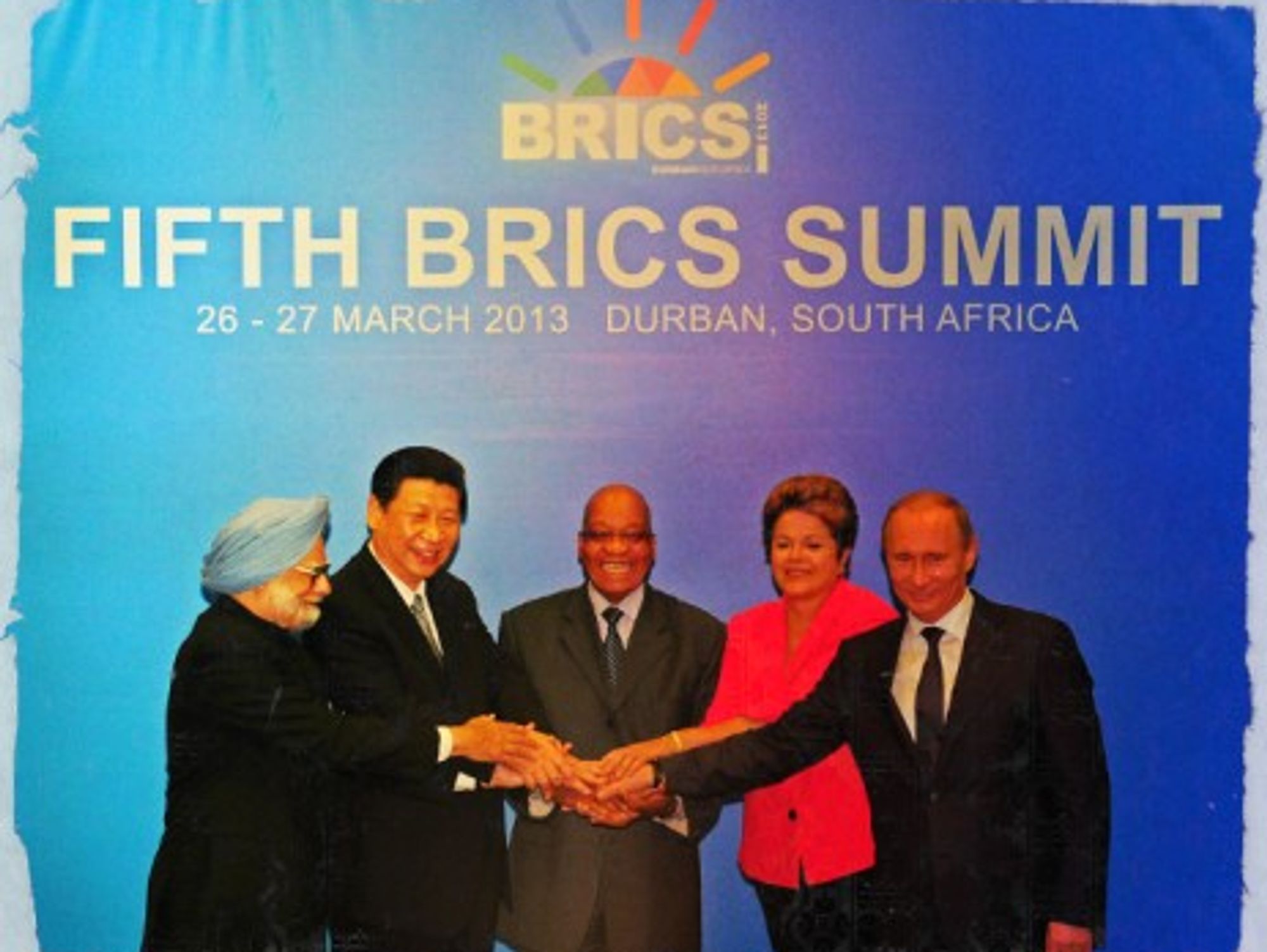 Singh, Jinping, Zuma, Rousseff and Putin at the 5th BRICS Summit