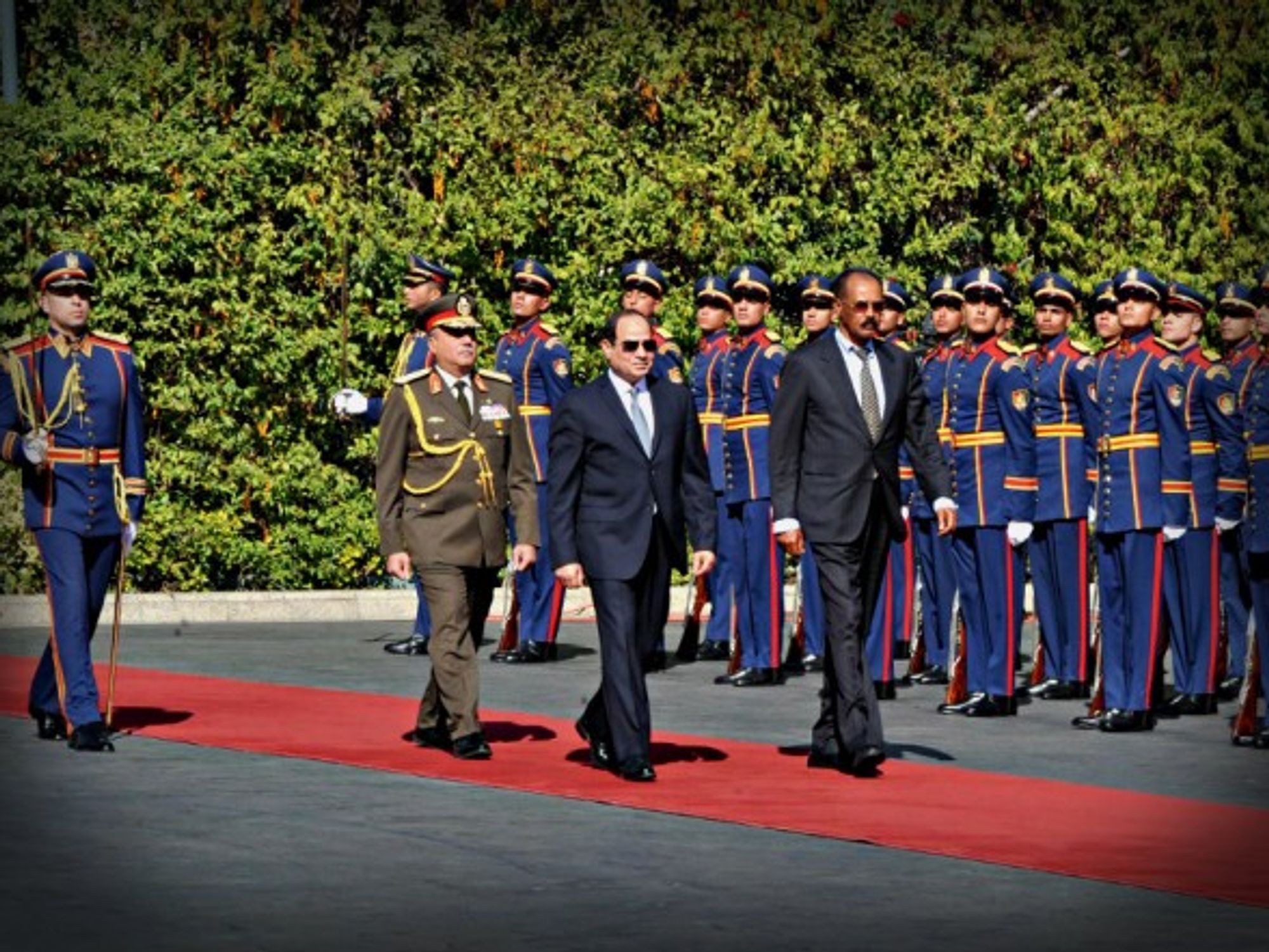 Sisi (center) in Cairo in January