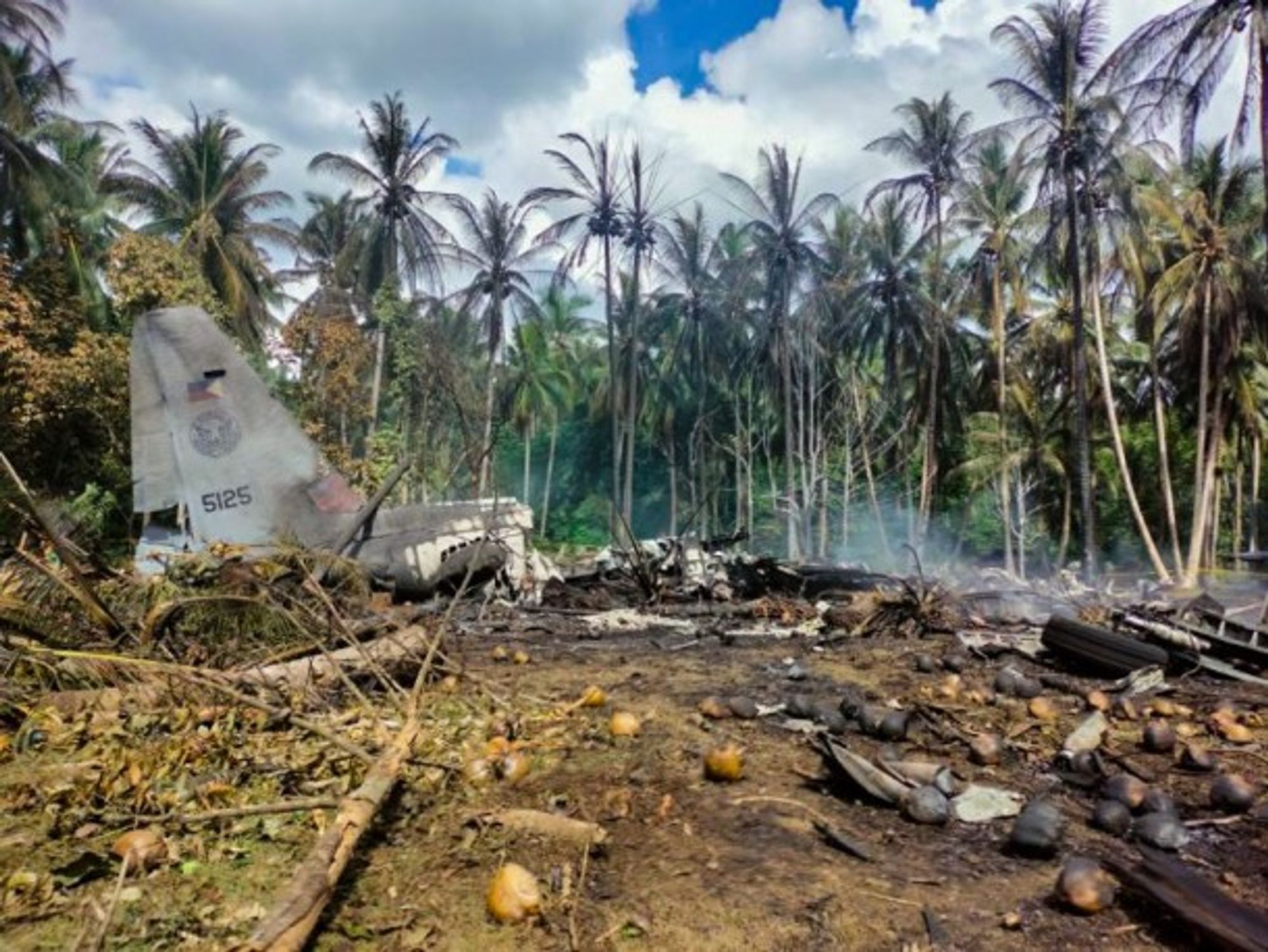 Site of Philipine Air Force airplane crash in southern Philippines, which killed 50 people