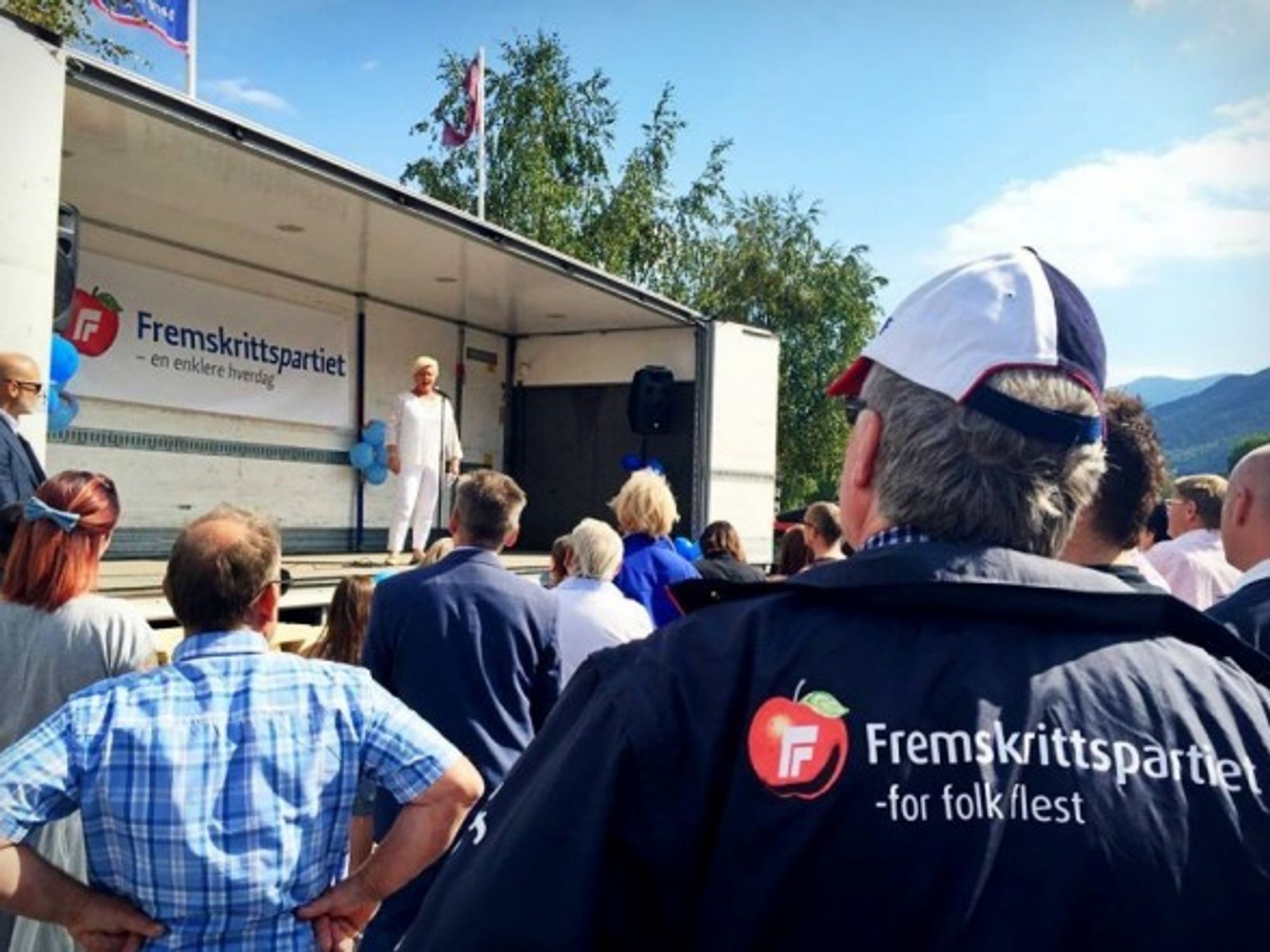 Siv Jensen at a FrP rally