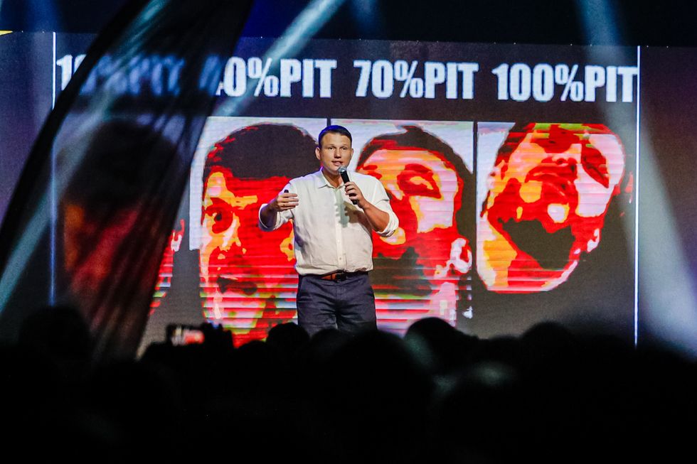 Slawomir Mentzen at a meeting in Wroclaw in September 2023.