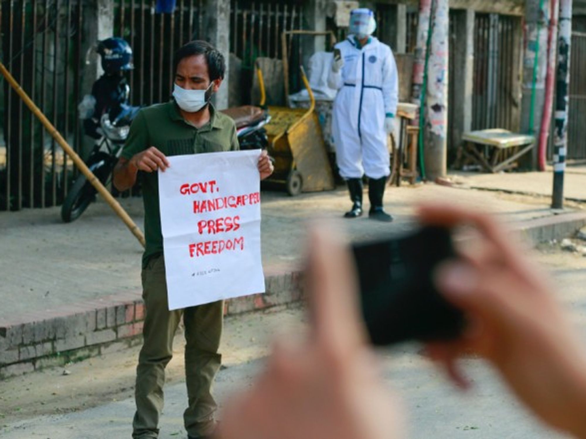 Social activists gathered in protest to demand the immediate release of Bangladeshi journalist Shafiqul Islam kajol, in Dhaka, Bangladesh.