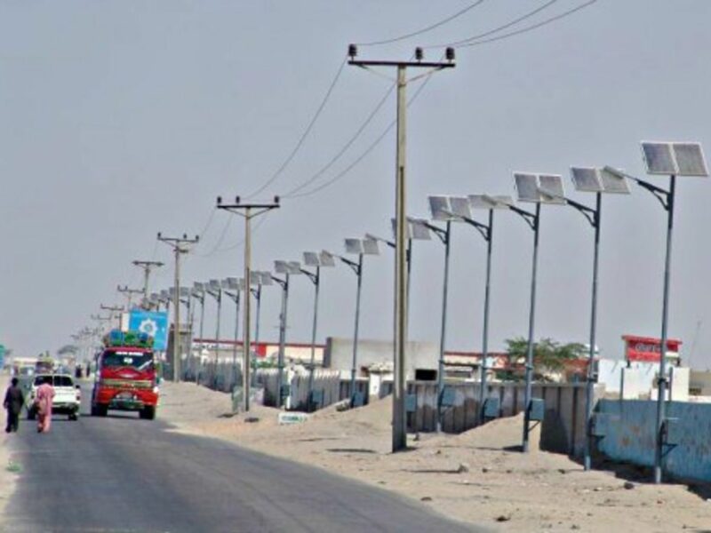 Solar-powered street lights in Pakistan