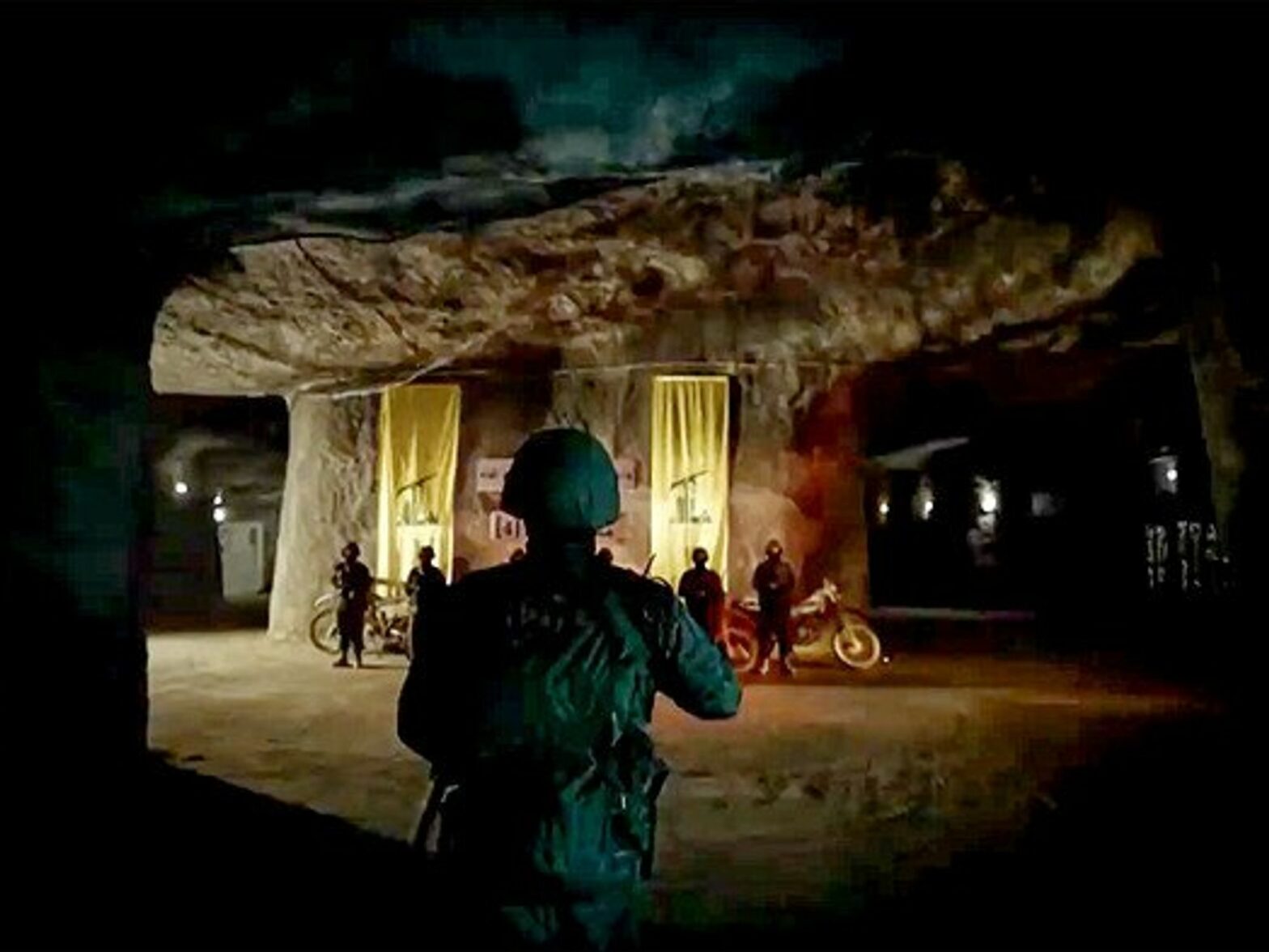 soldier in a tunnel