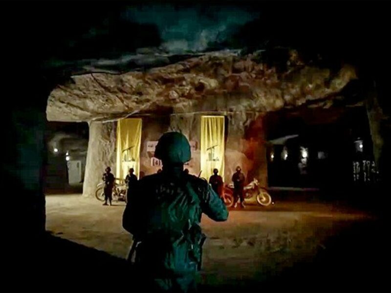 soldier in a tunnel