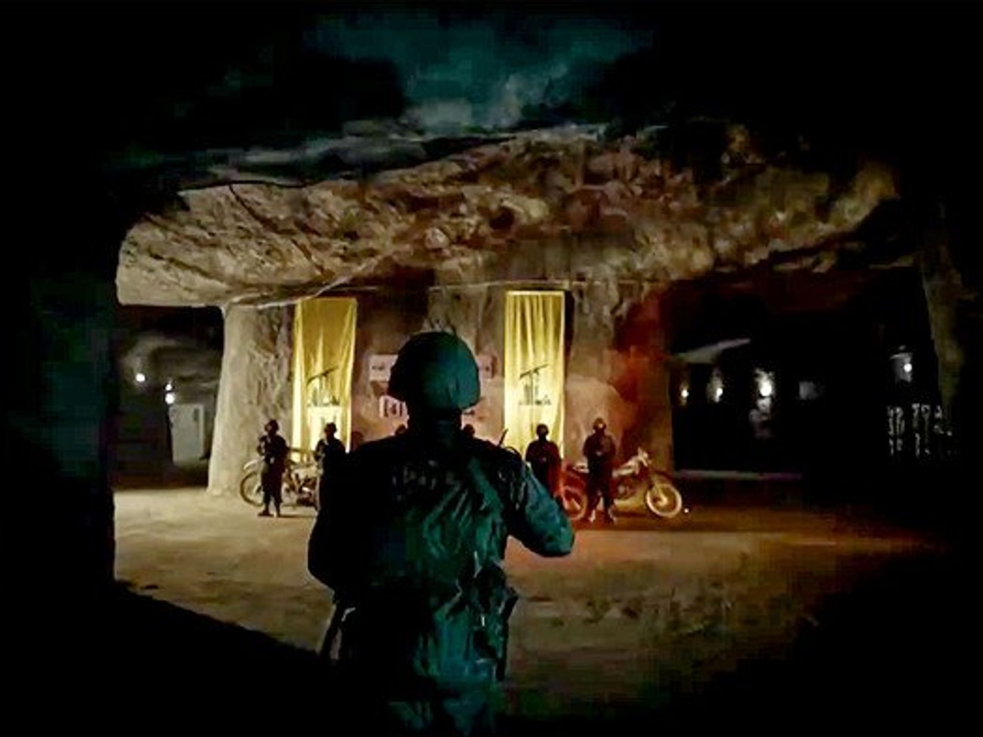 soldier in a tunnel