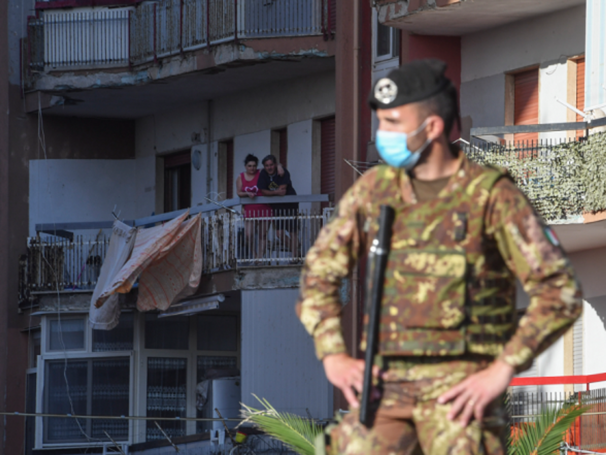 Soldier in Mondragone, southern Italy, on June 30.