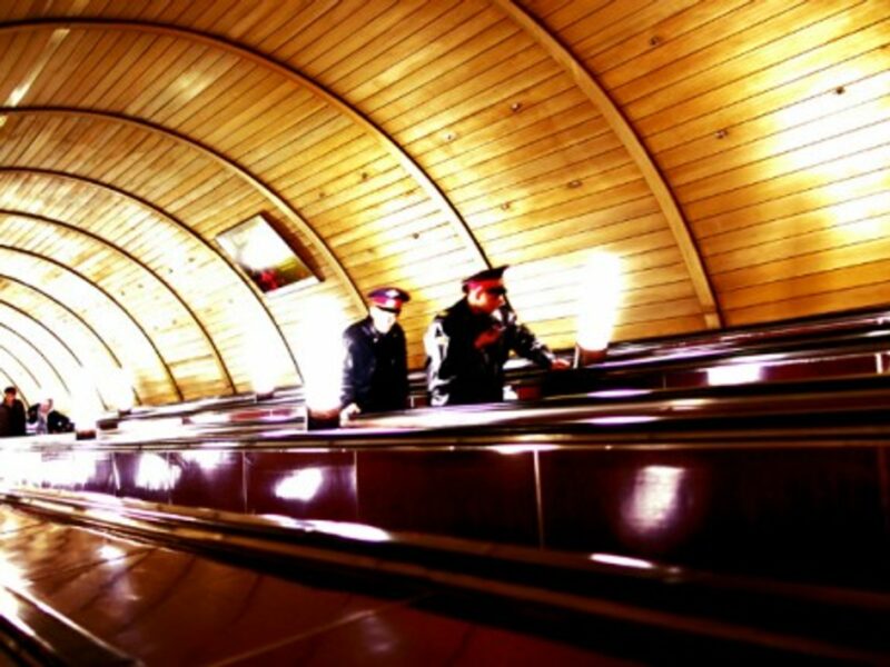 Soldiers in Moscow's metro
