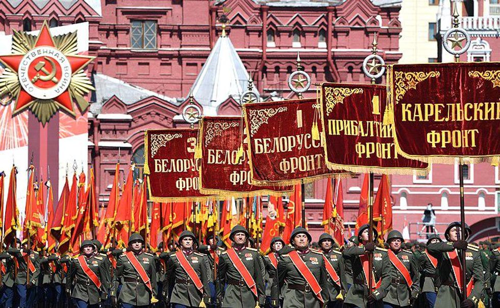 Soldiers parading on Moscow's Red Square
