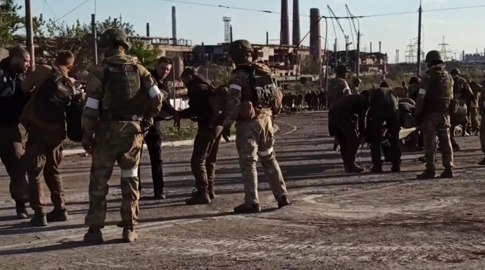 Soldiers surrendering to Russian army