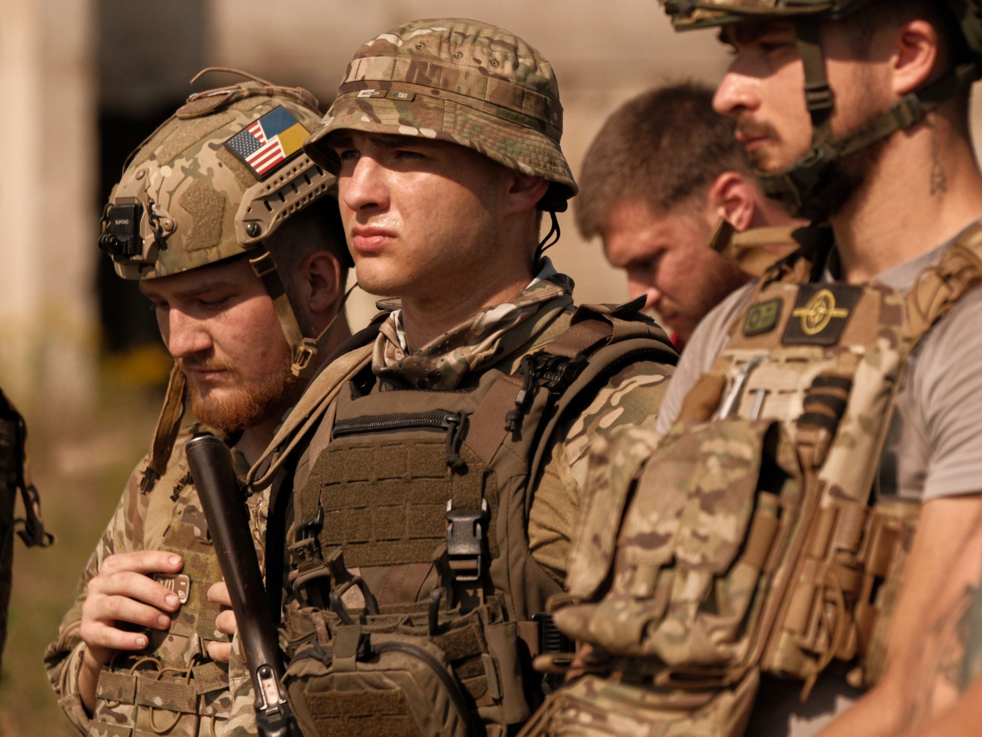 Soldiers with Ukraine's International Legion during a training course.