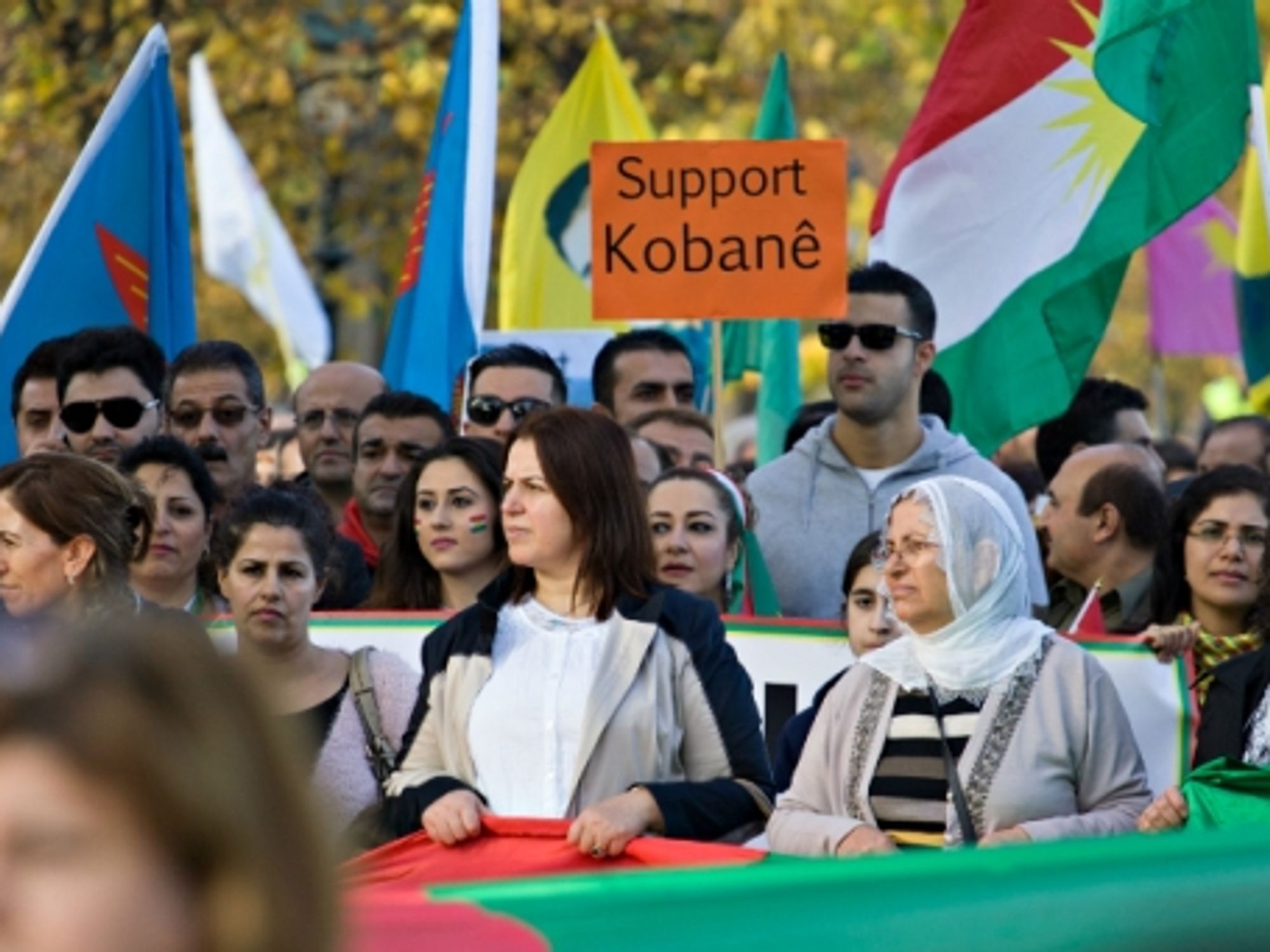 Solidarity with Kobane demonstration in The Hague, Netherlands