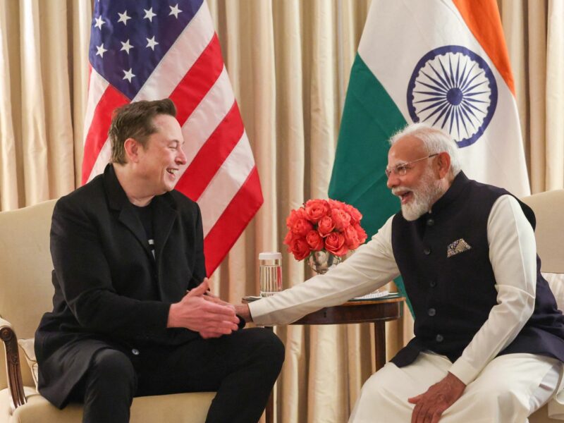 SpaceX CEO Elon Musk meets with Indian Prime Minister Narendra Modi in Washington D.C. on Feb. 13, 2025.
