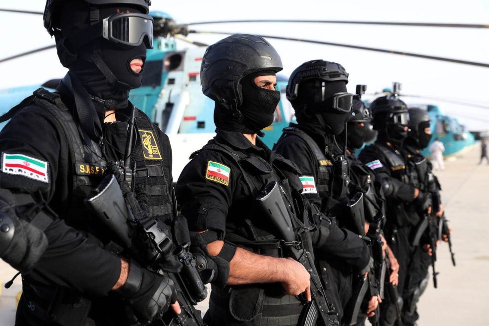 Special forces of the Islamic Revolutionary Guard Corps (IRGC) in a military drill.