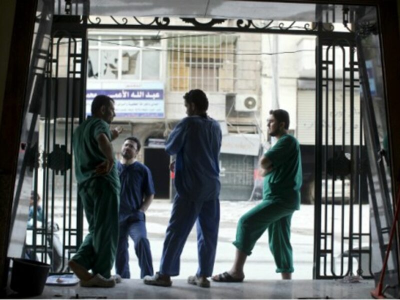Staff at Aleppo's Dar al-Shifa hospital