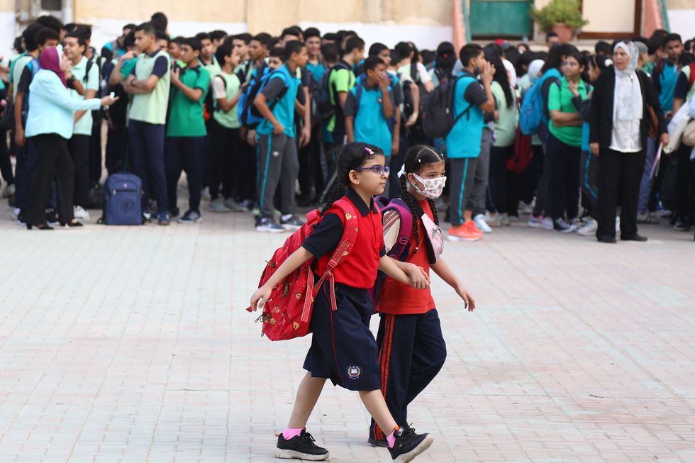 Students on the first day of a new academic year in Cairo, Egypt, Oct. 2, 2022.