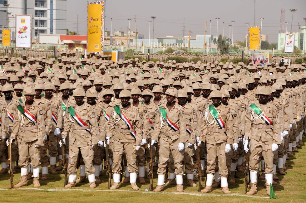 Sudan's Rapid Support Forces gather in Khartoum on May 13, 2017 for an inauguration.