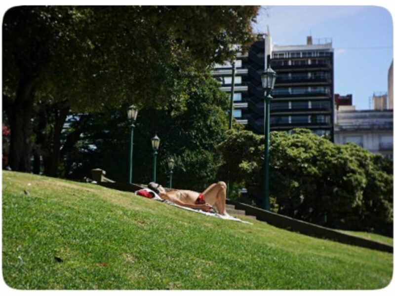 Sunbathing in a Buenos Aires' park