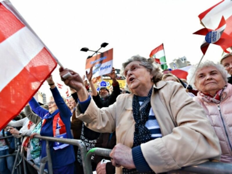 Supporters of Austrian right-wing candidate Norbert Hoffer in Vienna