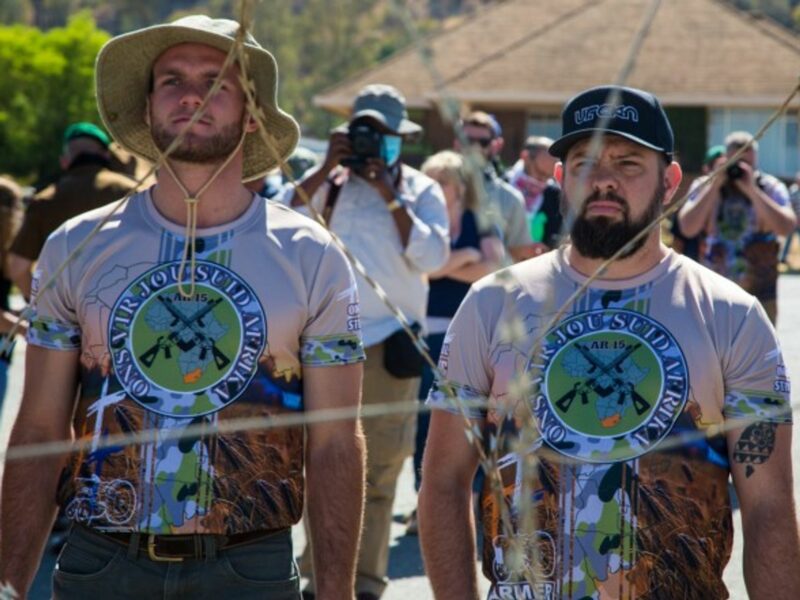 Supporters of South African white farmers during a protest