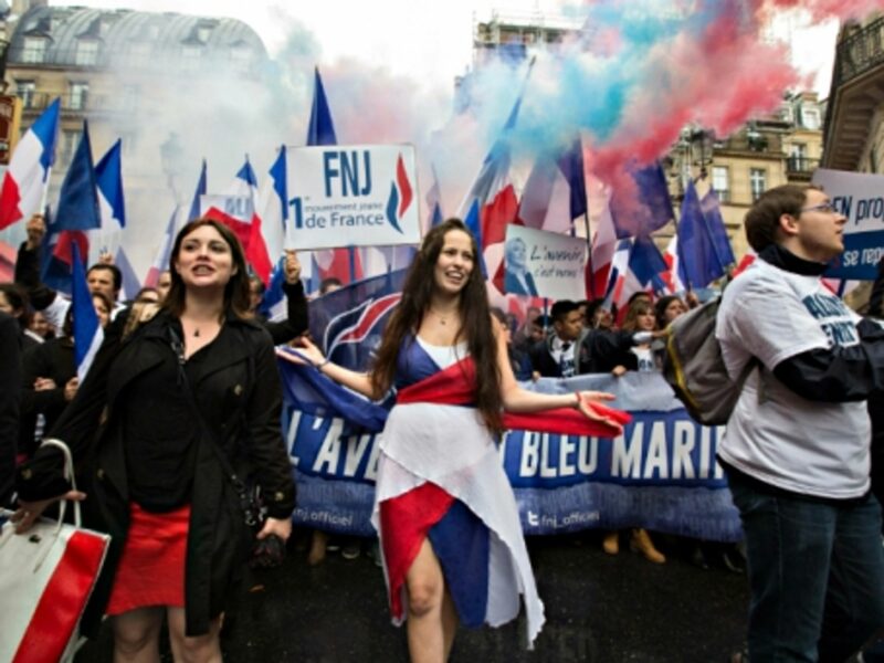 Supporters of the National Front in Paris on May 1