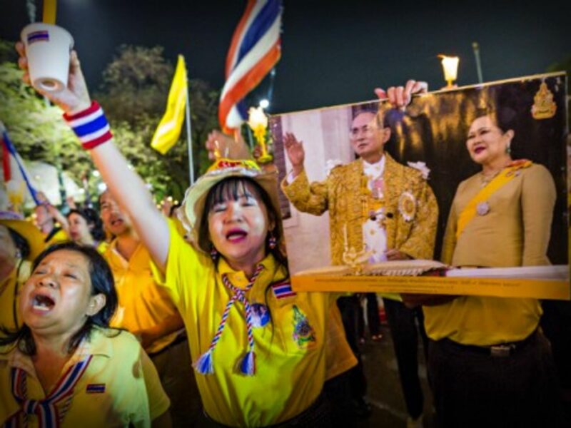 Supporters of the Thai monarchy celebrated the 64th anniversary of the coronation of King Bhumibol on May 5.