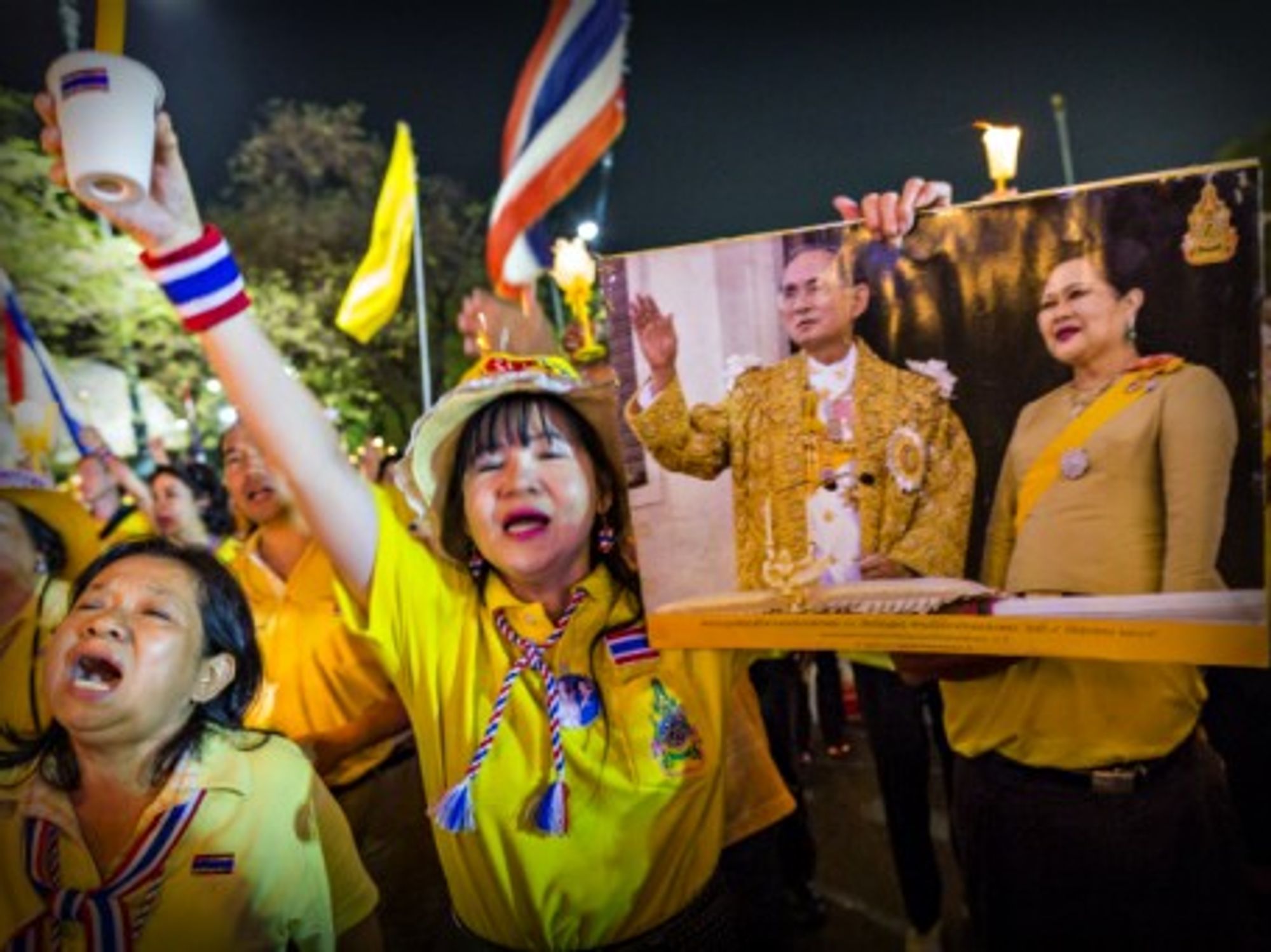 Supporters of the Thai monarchy celebrated the 64th anniversary of the coronation of King Bhumibol on May 5.