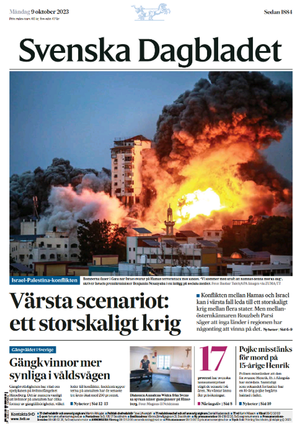 SWEDEN — Svenska Dagbladet