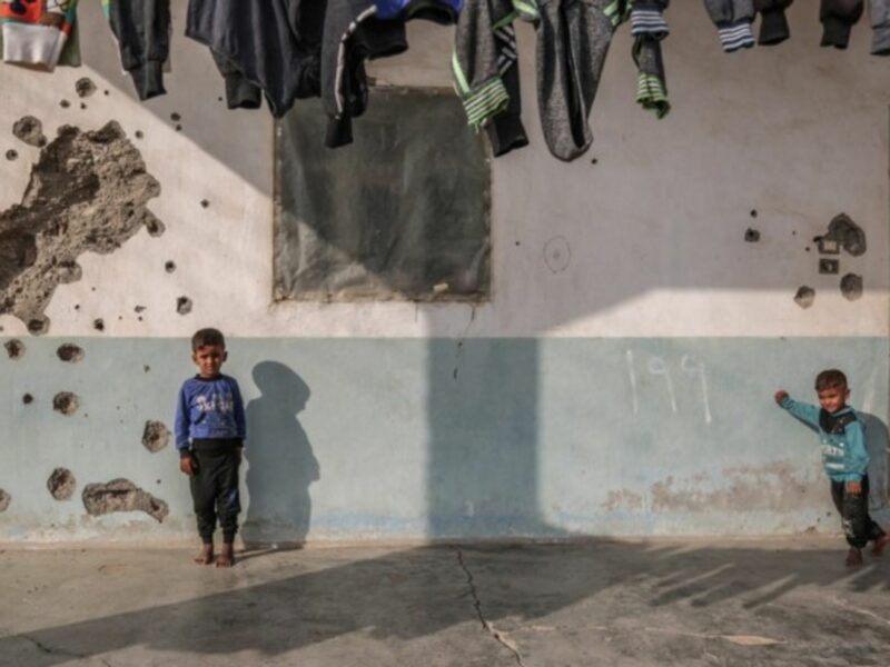 Syrian children in Tell Abyad after a Turkish and Syrian-led offensive
